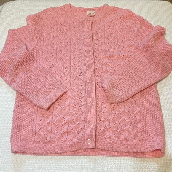 Vintage Haband Pink Knit Cardigan Sweater Size Medium - Picture 8 of 11